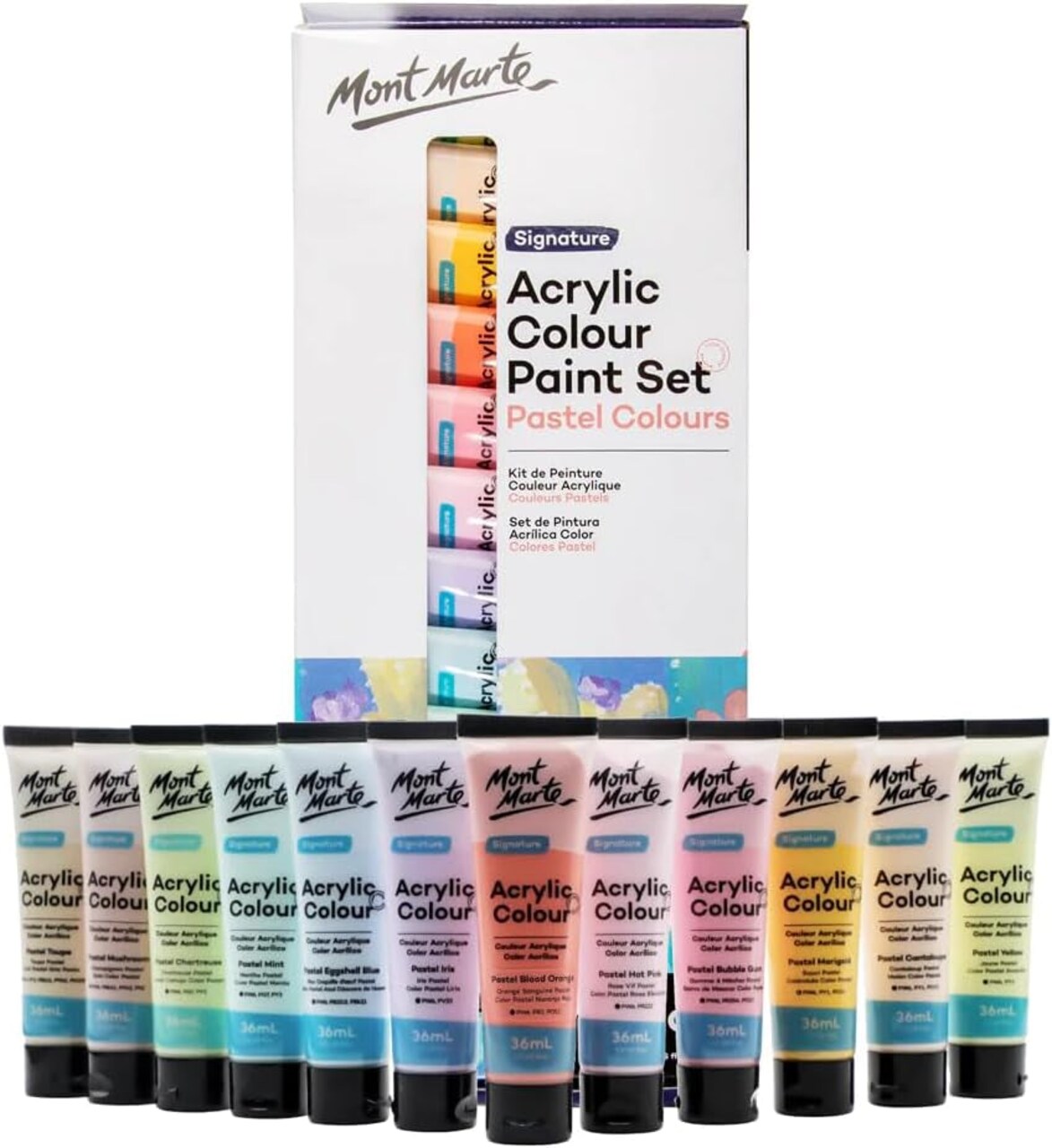 Acrylic Colour Pastel Paint Set Signature, Creamy Pastel Acrylic Paint Set,  Good Coverage, Semi-Matte Finish, Ideal for Most Art and Craft Surfaces.